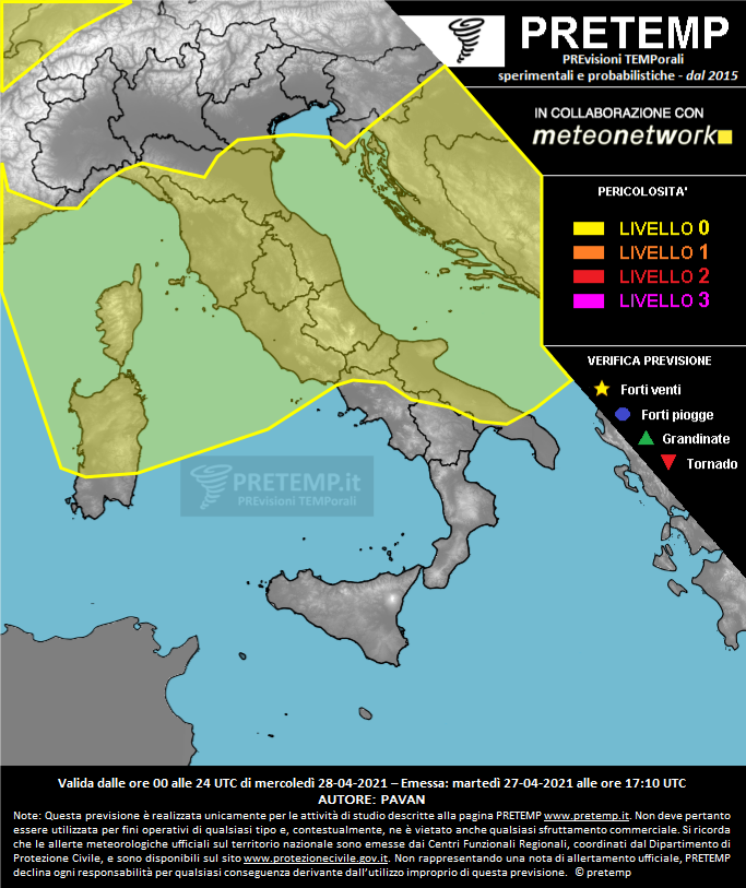 Mappa previsione del 28 aprile 2021