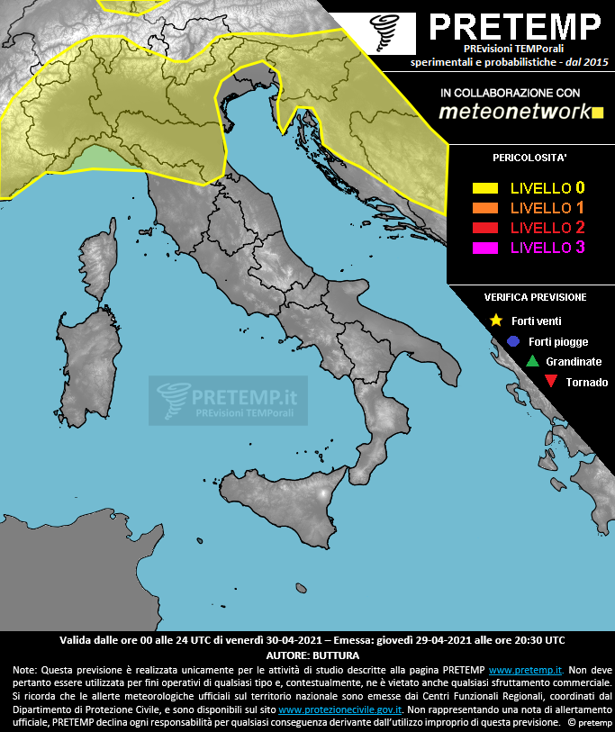 Mappa previsione del 30 aprile 2021