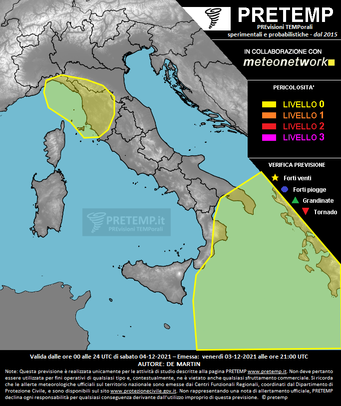 Mappa previsione del 04 dicembre 2021