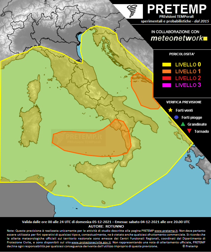 Mappa previsione del 05 dicembre 2021