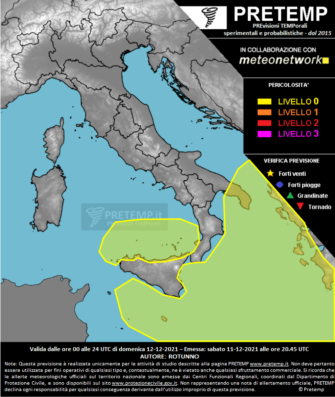 Mappa previsione del 12 dicembre 2021