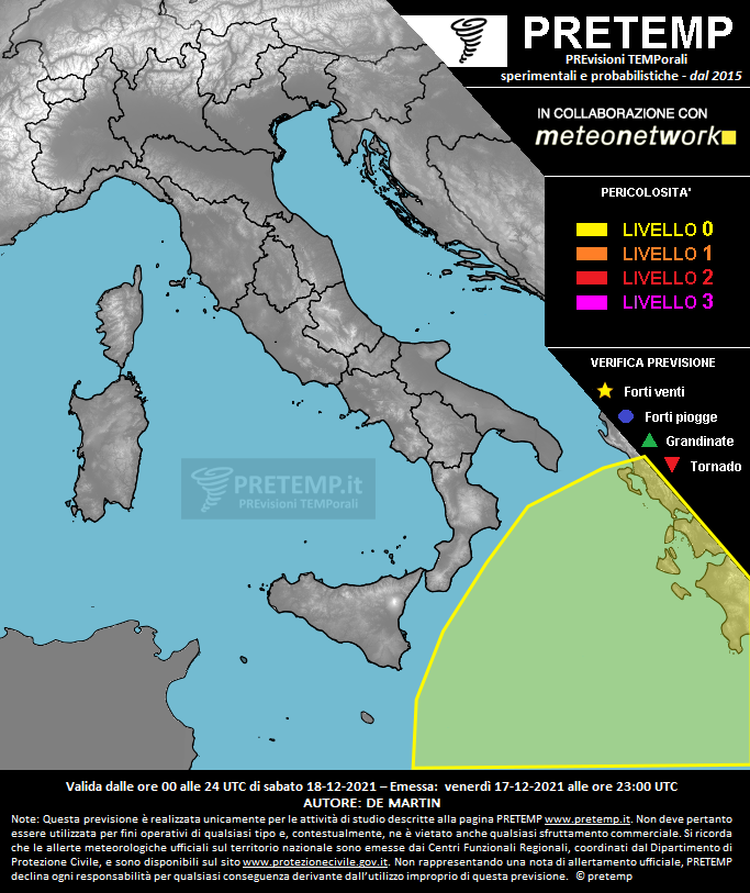 Mappa previsione del 18 dicembre 2021
