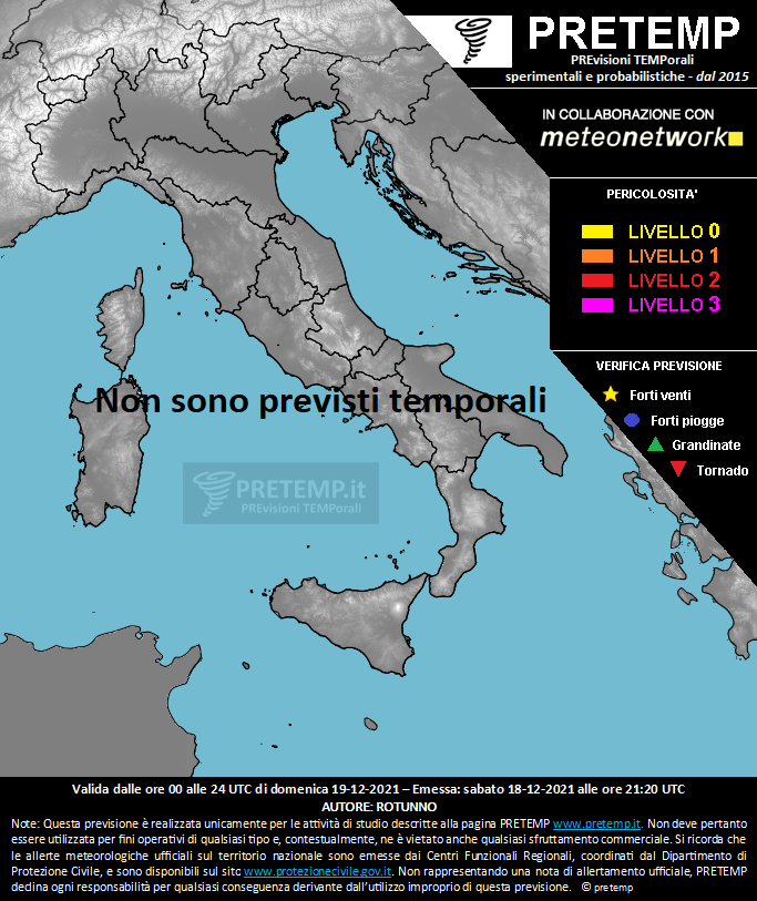 Mappa previsione del 19 dicembre 2021