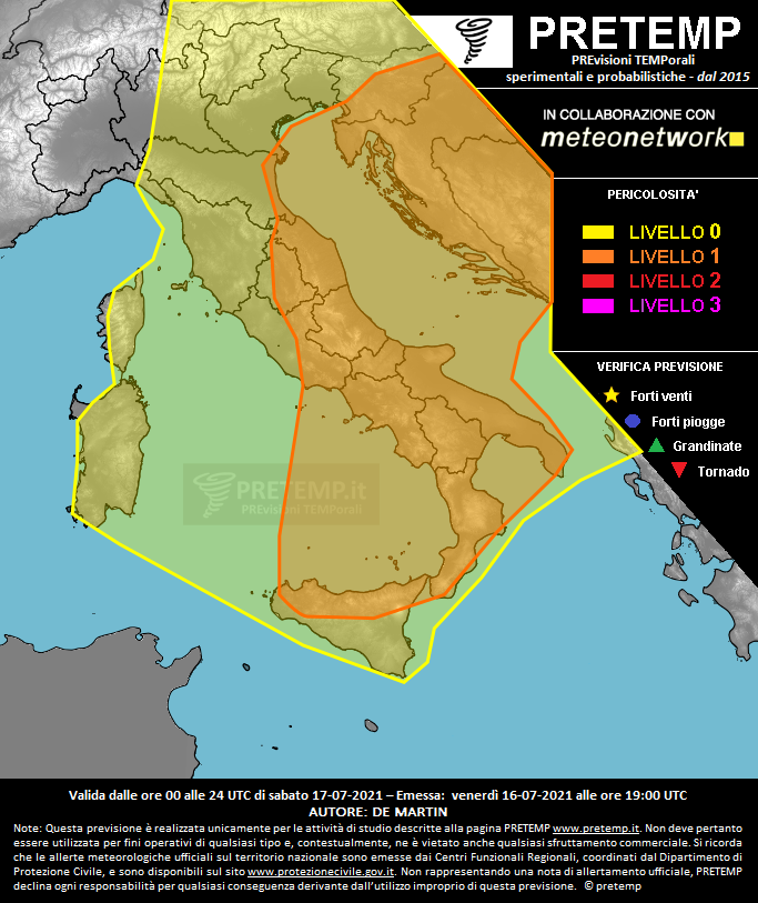 Mappa previsione del 17 luglio 2021