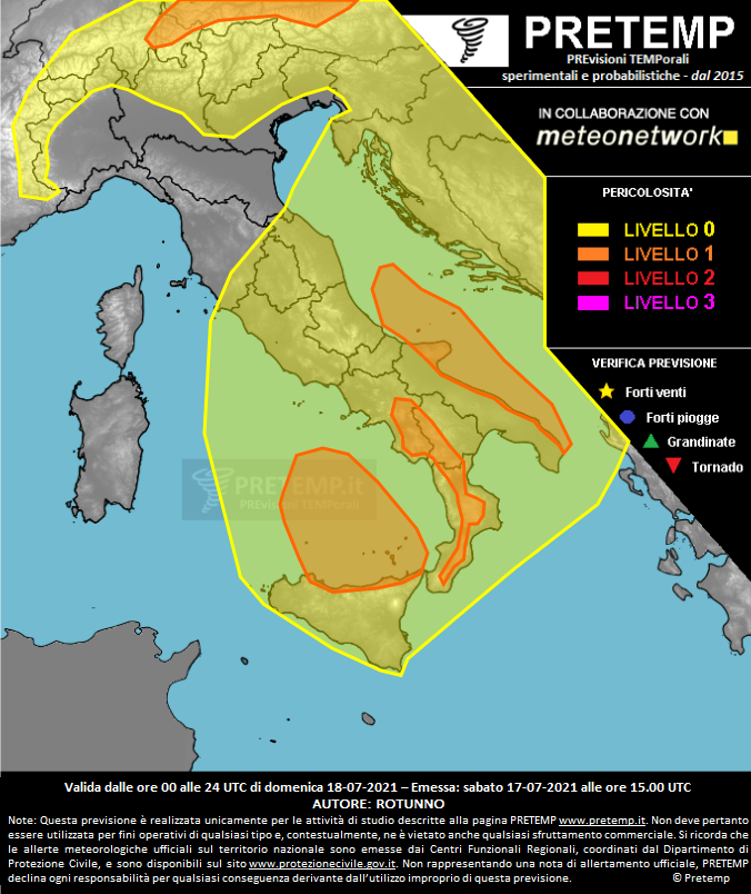 Mappa previsione del 18 luglio 2021