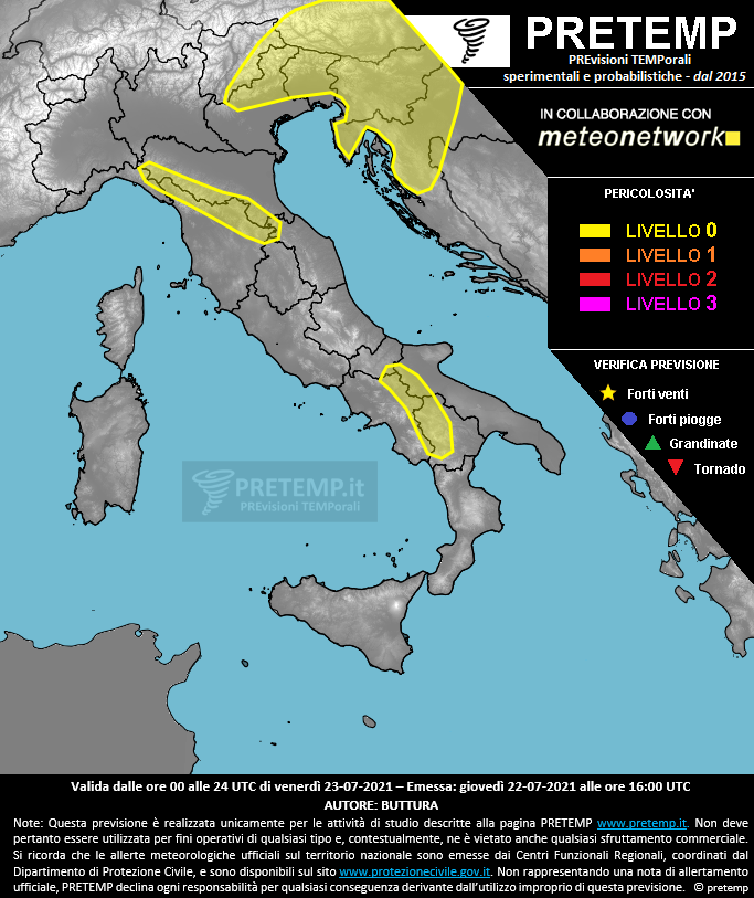 Mappa previsione del 23 luglio 2021