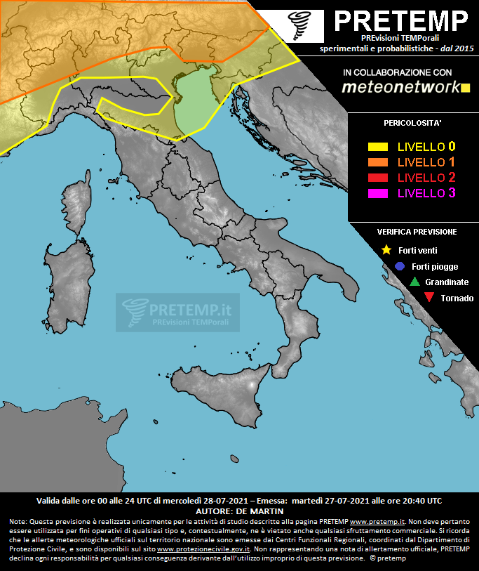 Mappa previsione del 28 luglio 2021