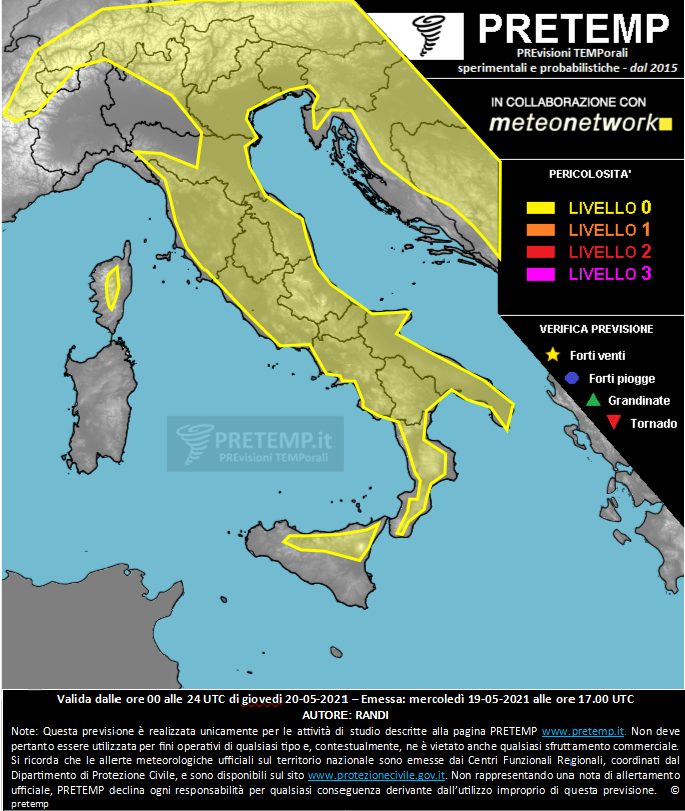 Mappa previsione del 20 maggio 2021