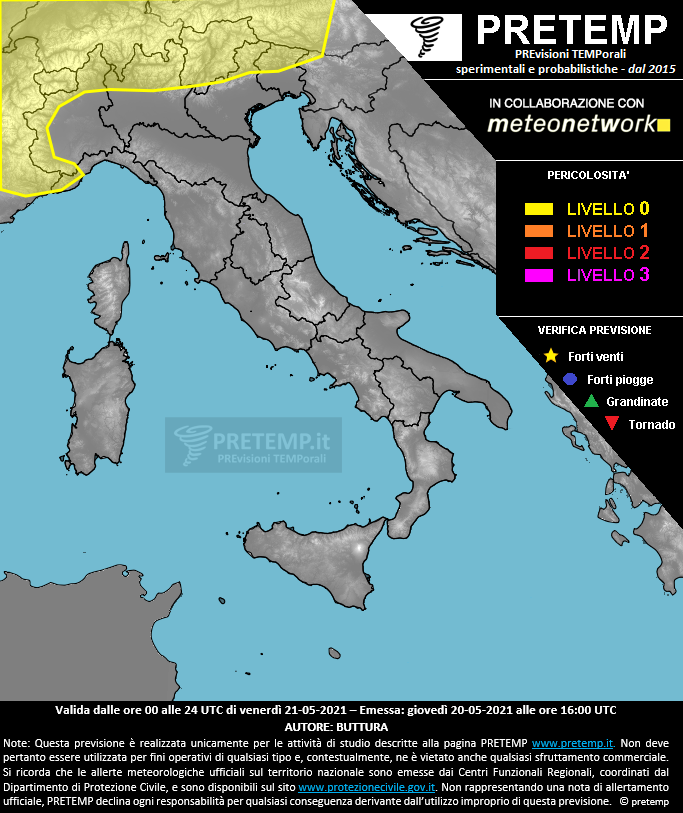 Mappa previsione del 21 maggio 2021