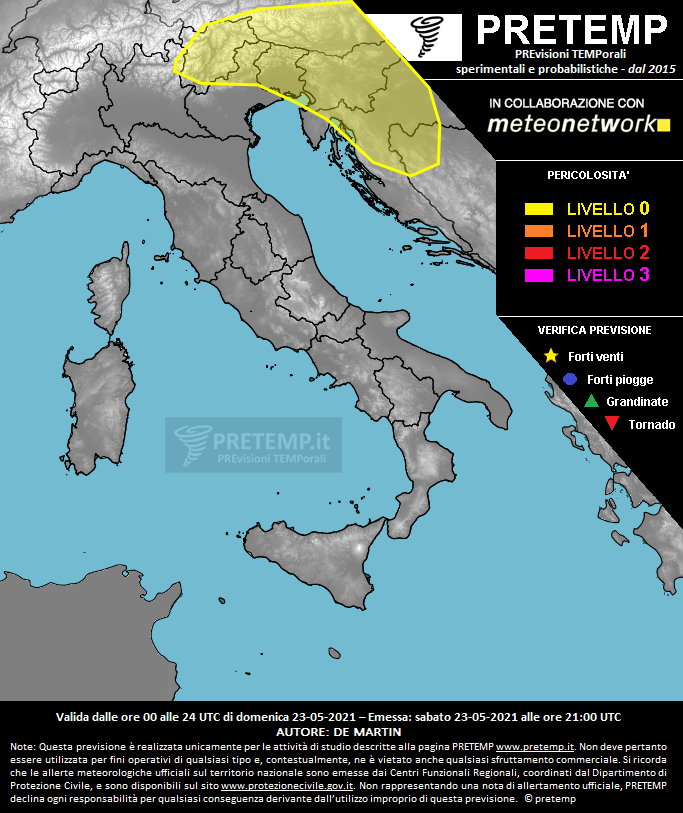 Mappa previsione del 23 maggio 2021