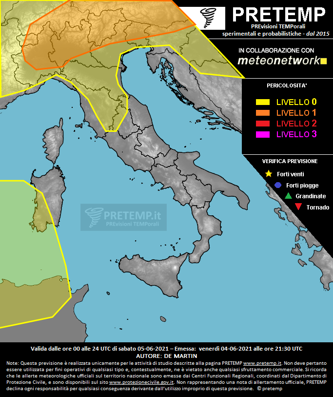 Mappa previsione del 05 giugno 2021