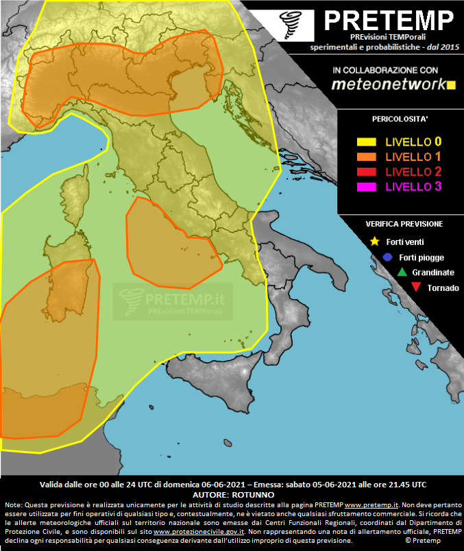 Mappa previsione del 06 giugno 2021