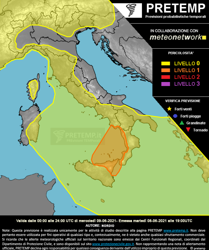 Mappa previsione del 09 giugno 2021