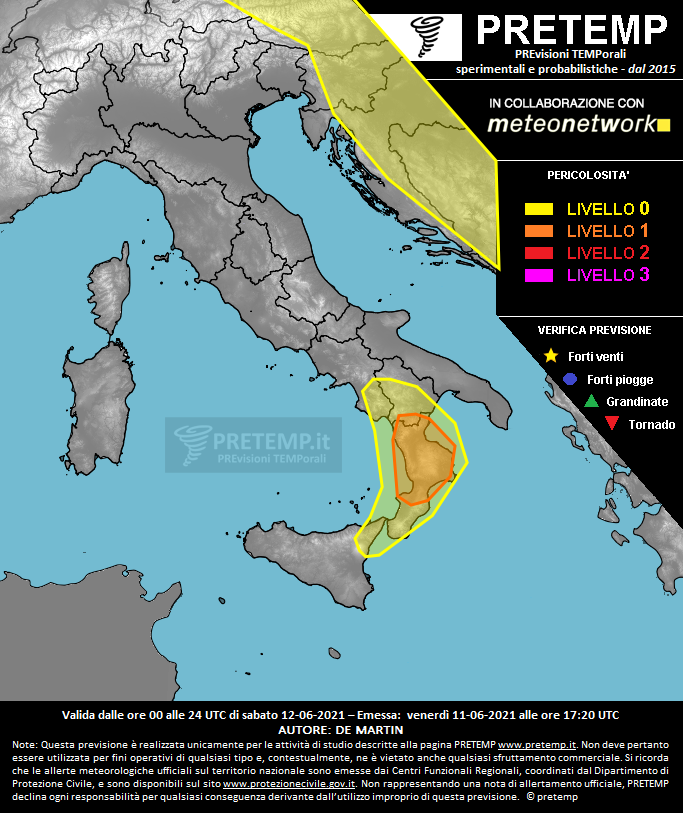 Mappa previsione del 12 giugno 2021