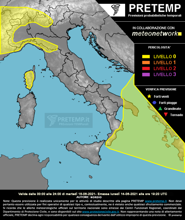Mappa previsione del 15 giugno 2021