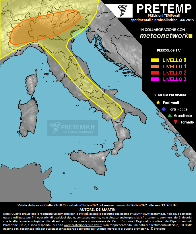 Mappa previsione del 03 luglio 2021