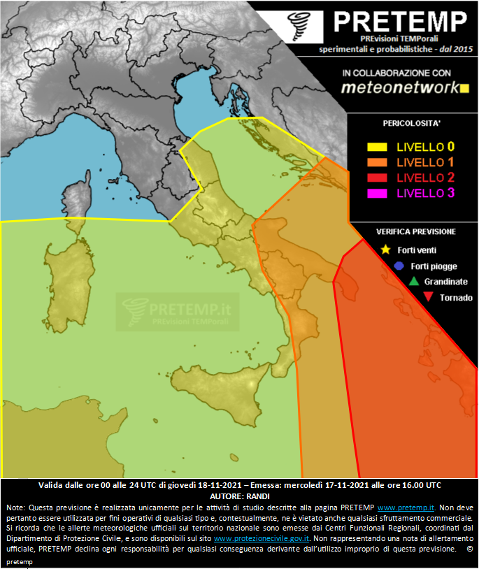 Mappa previsione del 18 novembre 2021