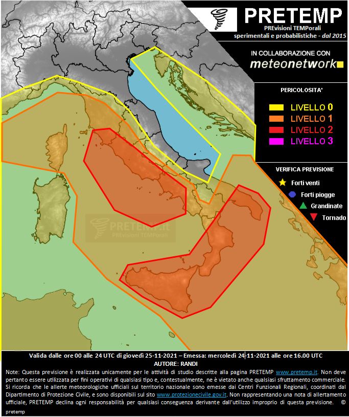 Mappa previsione del 25 novembre 2021