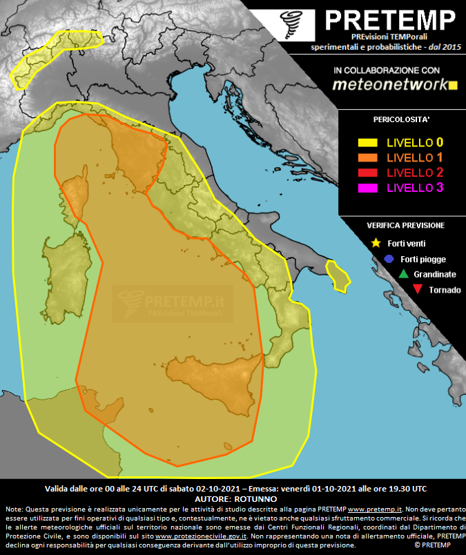 Mappa previsione del 02 ottobre 2021