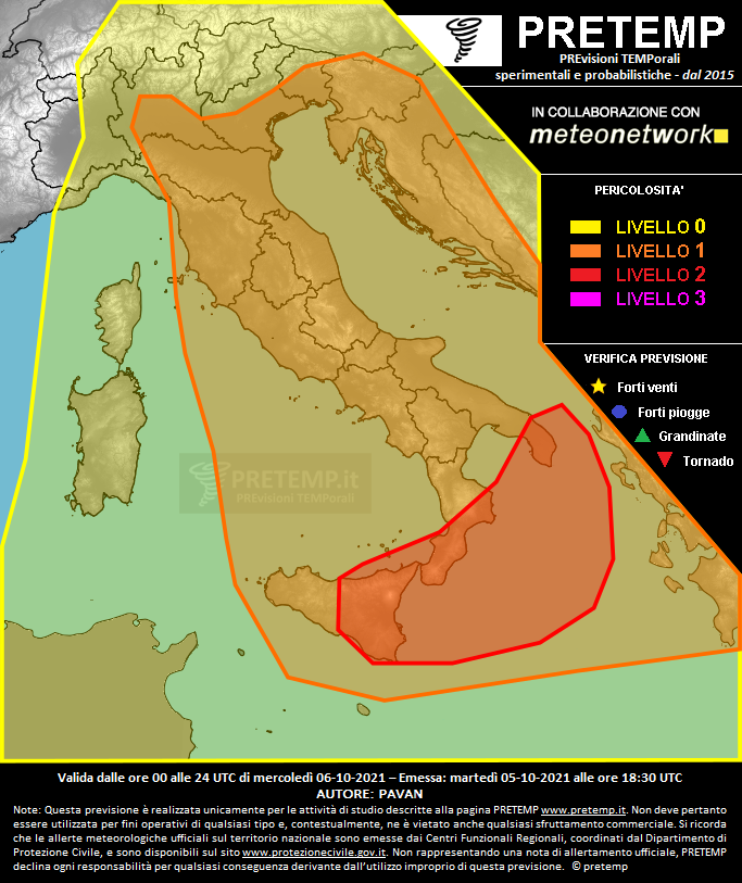 Mappa previsione del 06 ottobre 2021