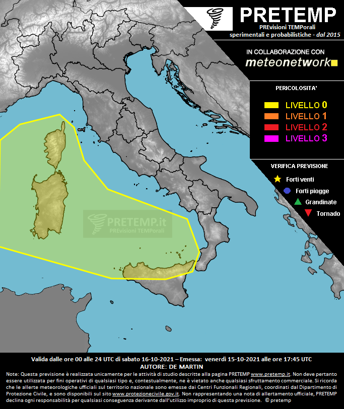 Mappa previsione del 16 ottobre 2021