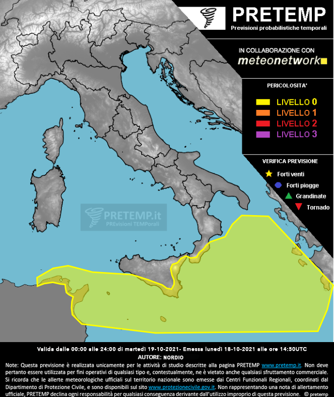 Mappa previsione del 19 ottobre 2021