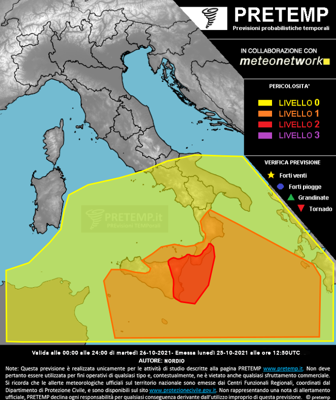 Mappa previsione del 26 ottobre 2021