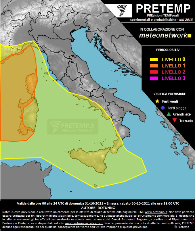 Mappa previsione del 31 ottobre 2021