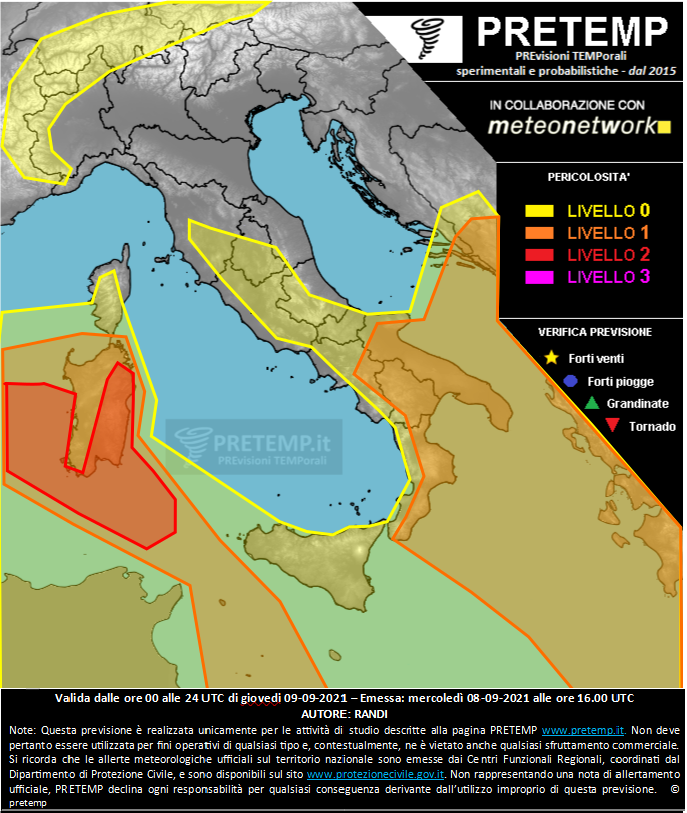 Mappa previsione del 09 settembre 2021