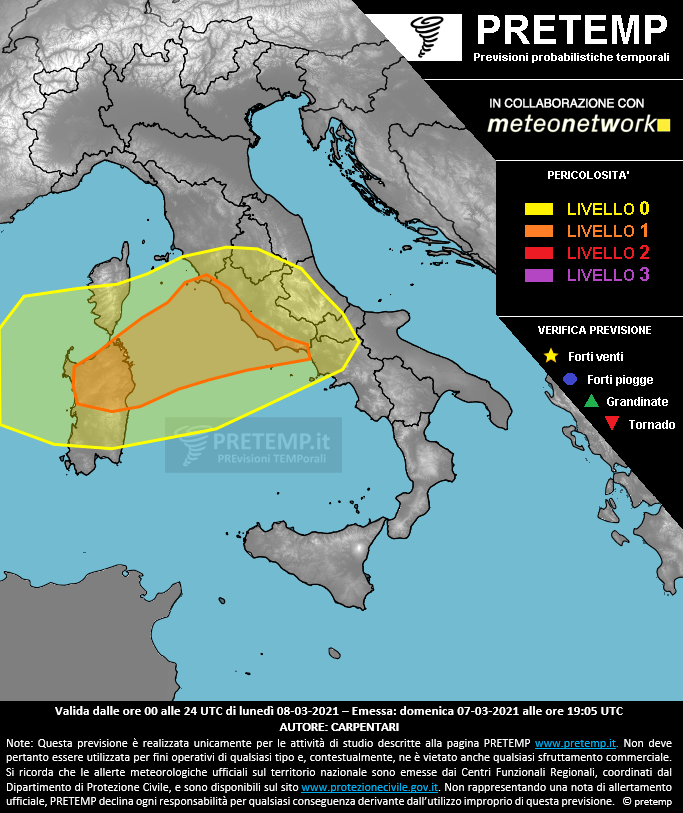 Mappa previsione del 08 marzo 2021