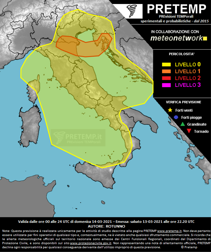 Mappa previsione del 14 marzo 2021