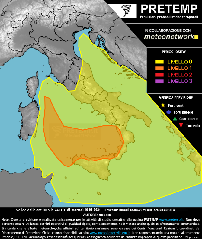 Mappa previsione del 16 marzo 2021