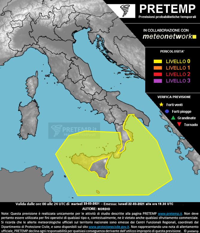 Mappa previsione del 23 marzo 2021