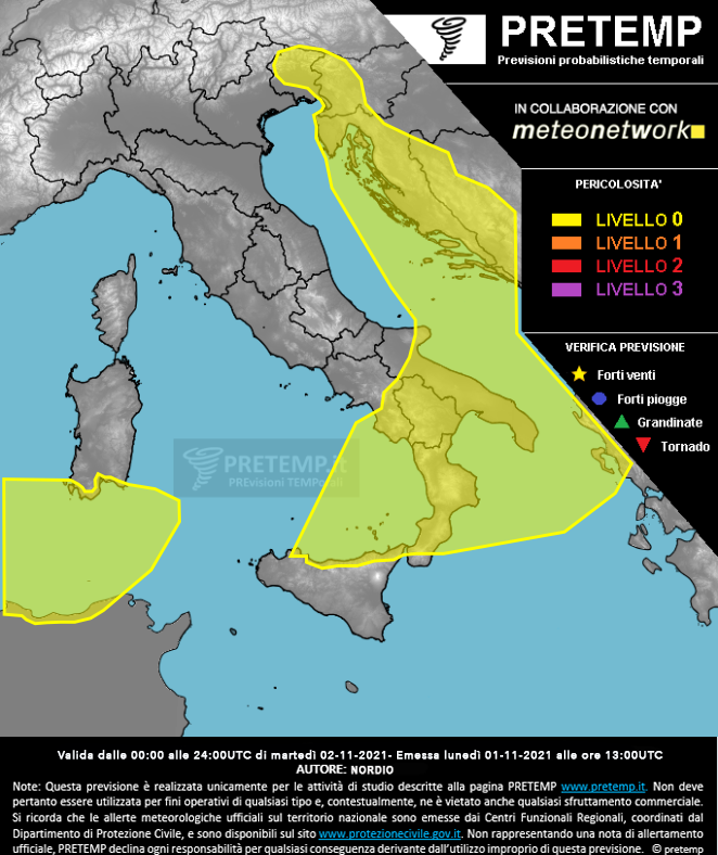 Mappa previsione del 02 novembre 2021