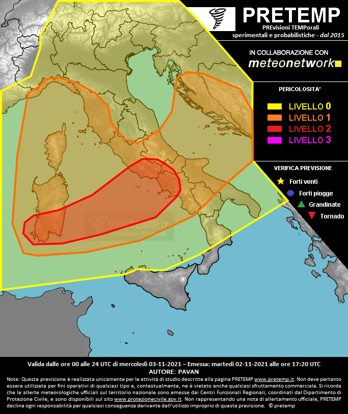 Mappa previsione del 03 novembre 2021