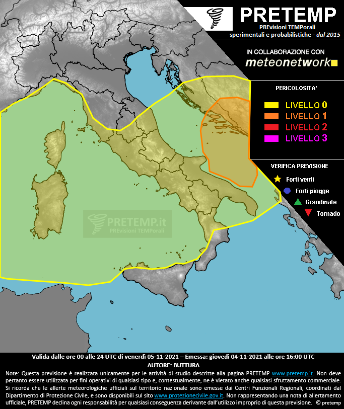 Mappa previsione del 05 novembre 2021