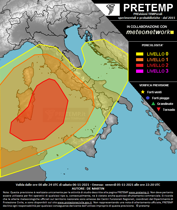 Mappa previsione del 06 novembre 2021