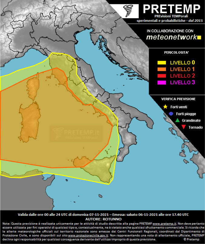 Mappa previsione del 07 novembre 2021
