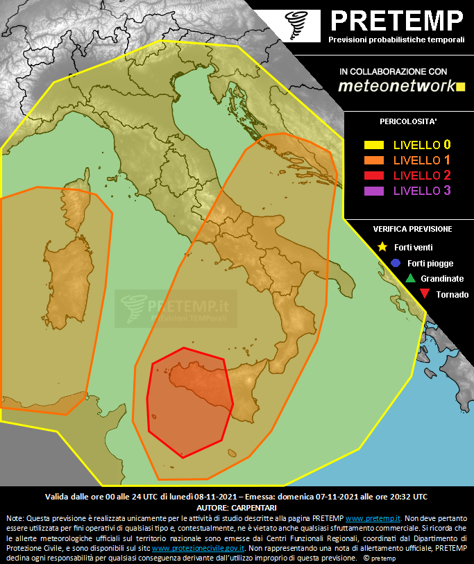 Mappa previsione del 08 novembre 2021