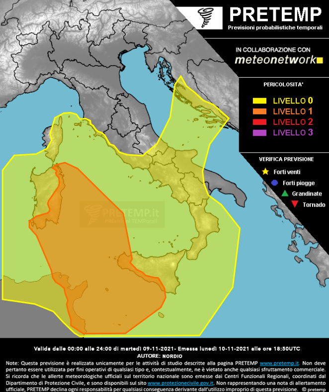 Mappa previsione del 09 novembre 2021