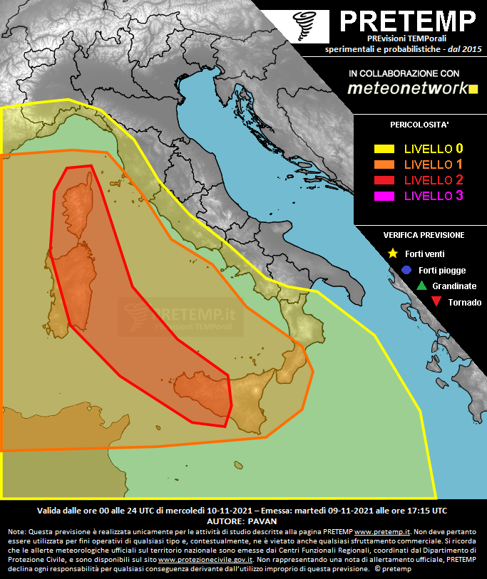 Mappa previsione del 10 novembre 2021