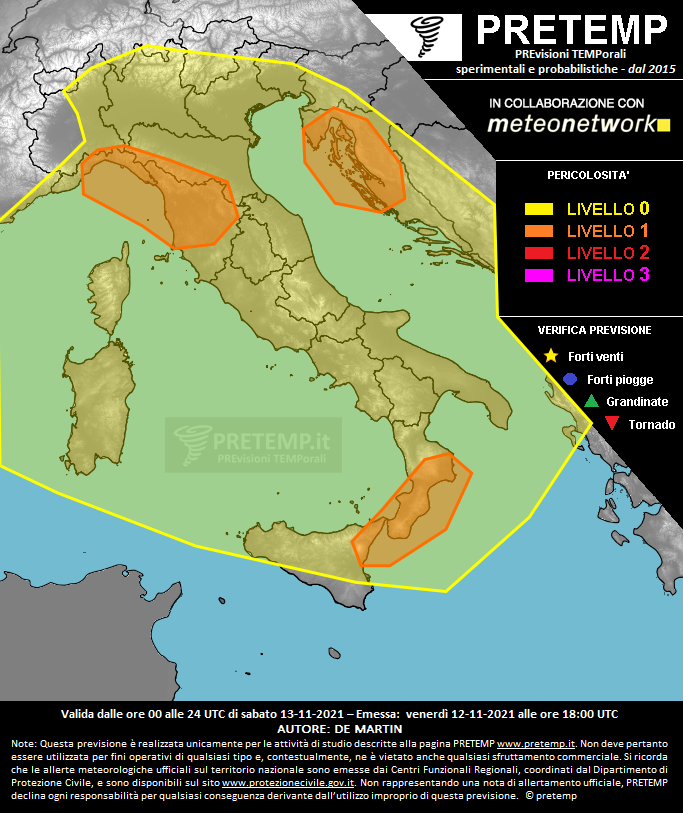 Mappa previsione del 13 novembre 2021