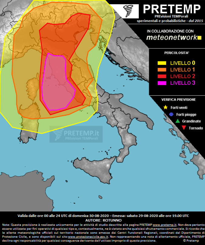 Mappa previsione del 30 agosto 2020