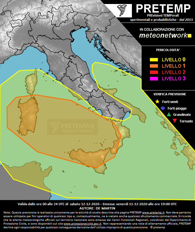Mappa previsione del 12 dicembre 2020