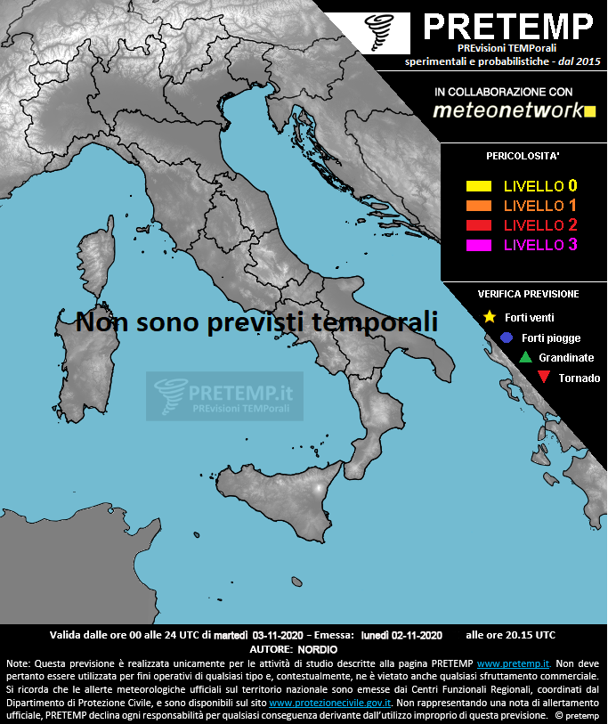 Mappa previsione del 03 novembre 2020