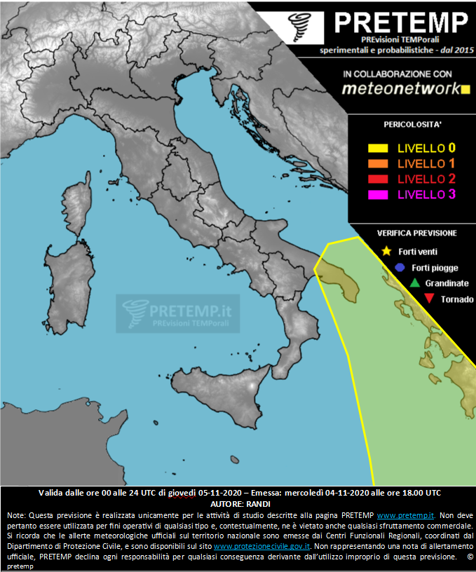 Mappa previsione del 05 novembre 2020