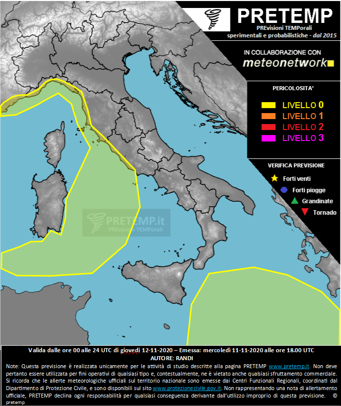 Mappa previsione del 12 novembre 2020
