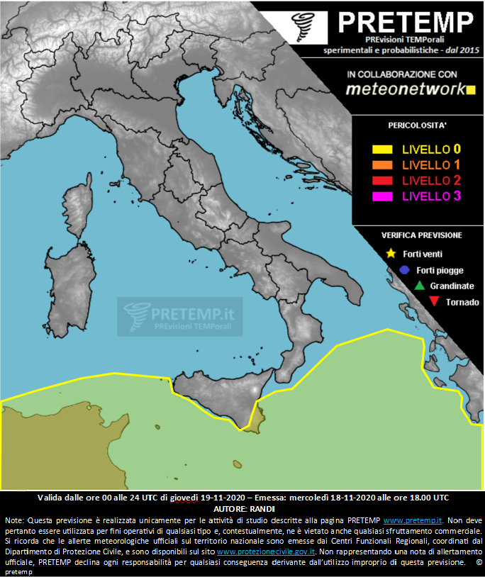 Mappa previsione del 19 novembre 2020