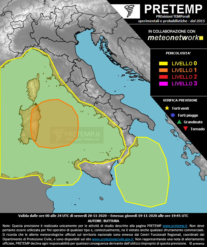 Mappa previsione del 20 novembre 2020