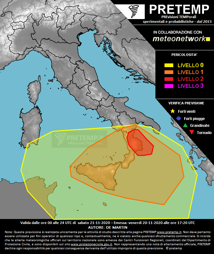 Mappa previsione del 21 novembre 2020